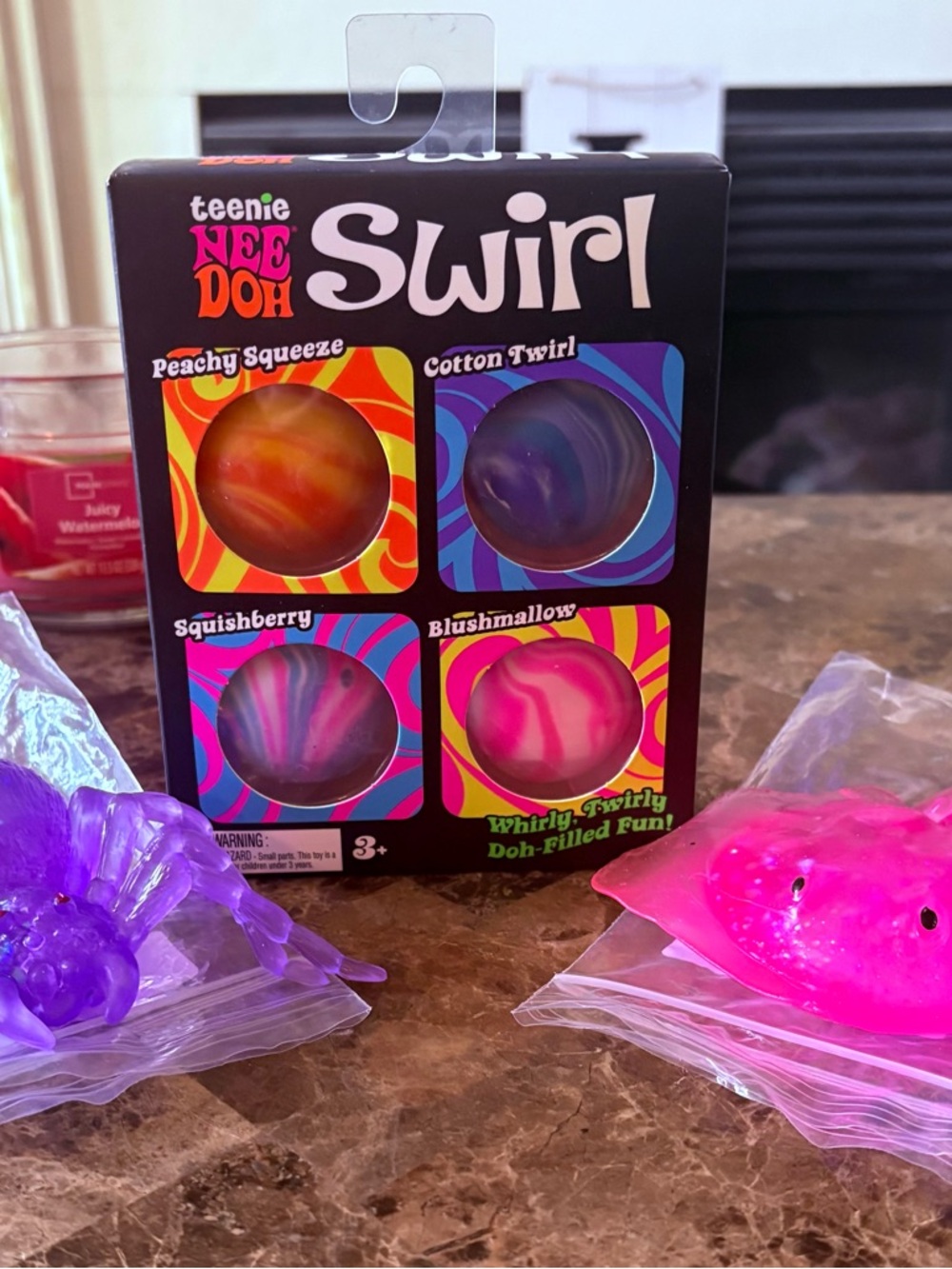 Teenie NeeDoh Swirl and lot of 2 Sugar/Maple Squishes Multicolor